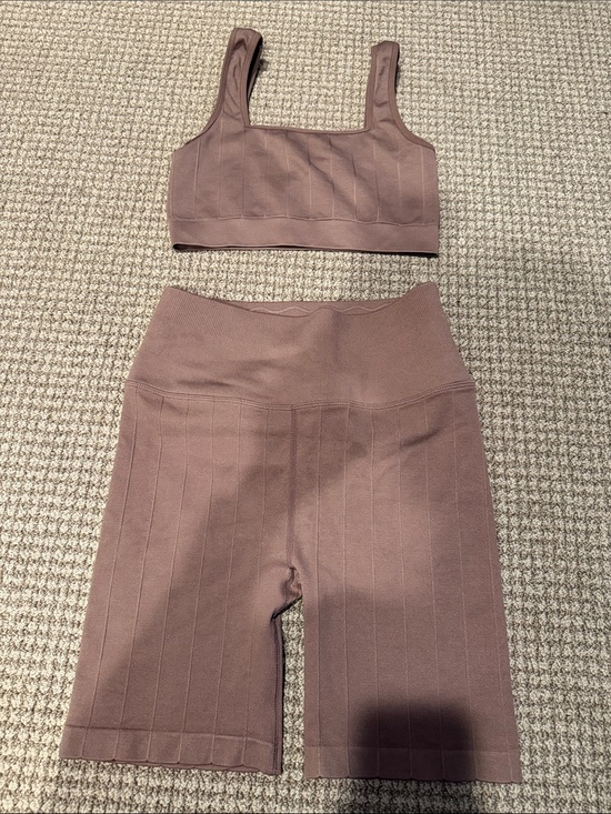 Spiritual Gangster Pants - Spiritual Gangster Mauve Ribbed Bike Shorts Set
